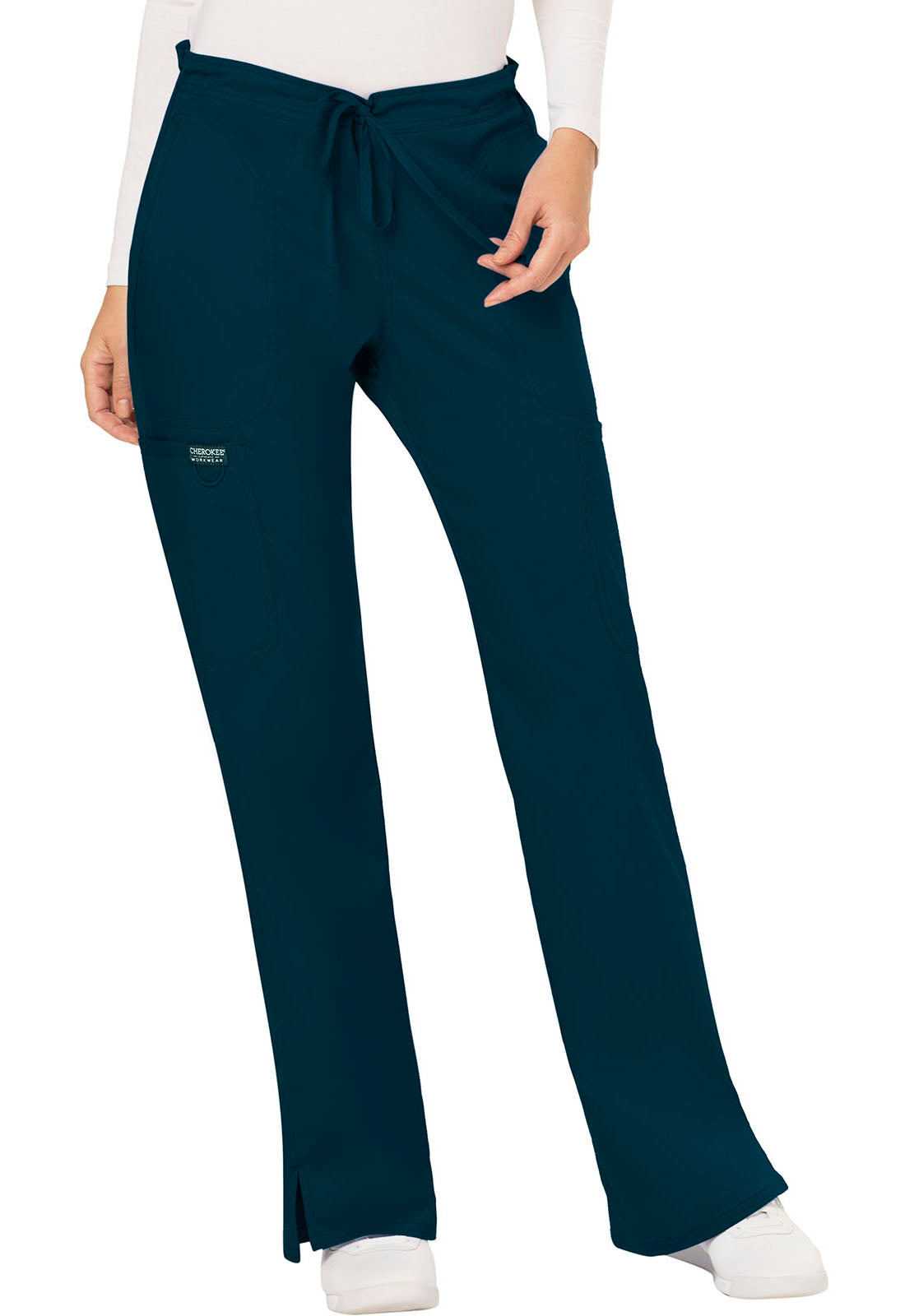 Women's Mid Rise Moderate Flare Drawstring Pant - Caribbean Blue